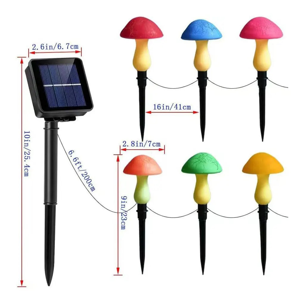 8 Pack Cracked Mushroom Solar Lights Halloween Christmas Multicolored Mushroom Lamp Waterproof Stake Lights Garden Decoration